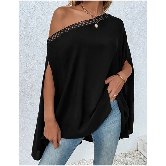 Black One Shoulder Blouse - Picture 1 of 6